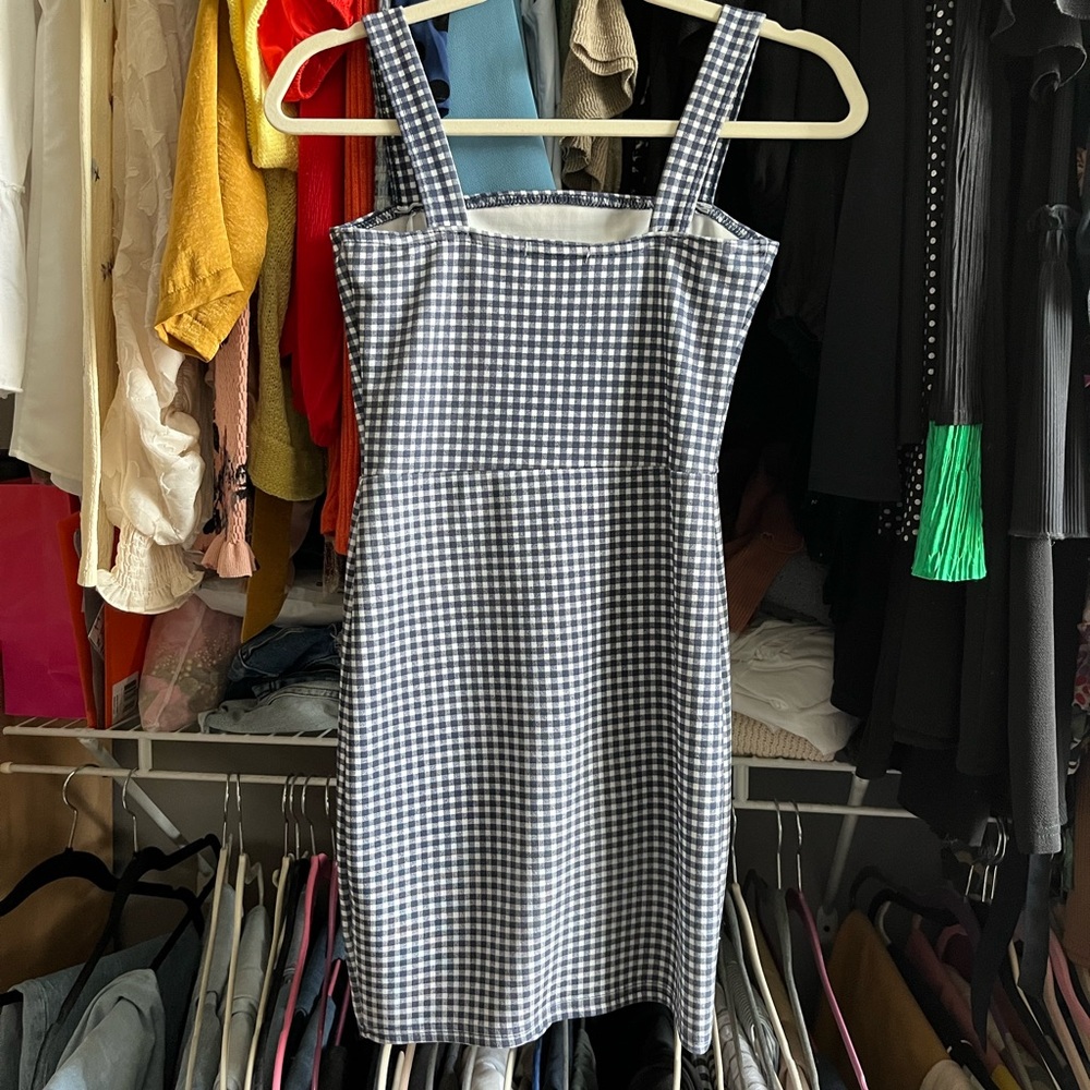 PLT Navy Gingham Bodycon Dress - Picture 3 of 6